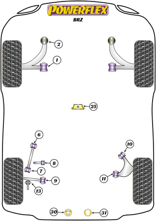 PowerAlign kampo varžtų rinkinys (16 mm) Powerflex poliuretano įvorė road+black Subaru BRZ 2nd Gen (2021 on) PFA100-16