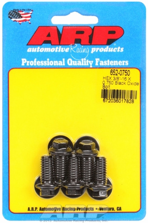 ARP "3/8""-16 X 0.750 hex black oxide bolts" (5pcs)