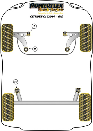 Első keresztlHUNőkaros első persely Powerflex poliuretán szilent Black Series Citroen C1 (2014 on) PFF12-701BLK