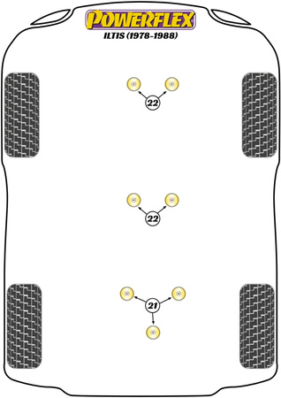 Diff Mounting Bush Kit of 3 Powerflex Polyurethane Bush Road Series Volkswagen Iltis (1978 - 1988) PFR85-1020KIT3