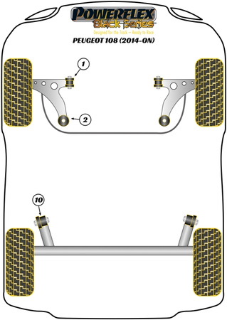 Hintere Trägerbuchse Powerflex Polyurethanbuchse Black Series Peugeot 108 (2014-ON) PFR12-710BLK