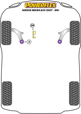 Tylna tuleja przedniego wahacza  Powerflex Road Series Nissan Micra & K14 - Gen5 (2017 - on)  PFF46-1002