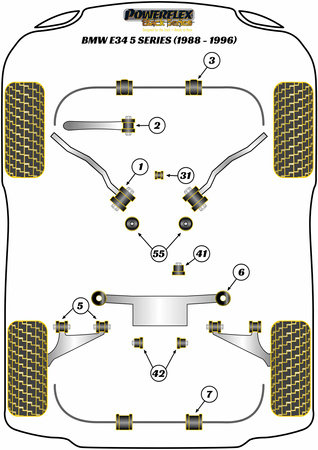 Tuleja mocowania przekładni (Motorsport) Powerflex Black Series BMW 5 Series & E34 (1988 - 1996) PFF5-4655BLK