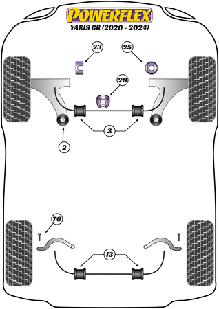 Zestaw śrub camber tylnego górnego wahacza zewnętrznego PowerAlign (12mm x 70mm) Powerflex road+black Toyota GR Yaris (2020-2024) PFA100-12-70