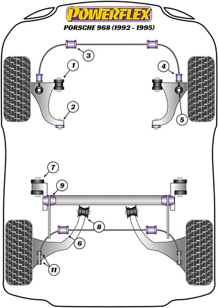 Przednia tuleja przedniego wahacza Powerflex Road Series Porsche 968 (1992-1995) PFF57-101