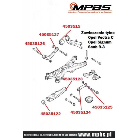 Zestaw tulei zawieszenia - MPBS: 4503501 Opel Signum, Vectra C,
