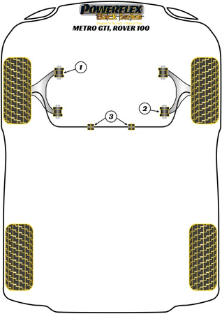 Front Wishbone Front Bush Powerflex Polyurethane Bush Black Series Rover Metro / 100 (1990 - 1998) PFF42-211BLK