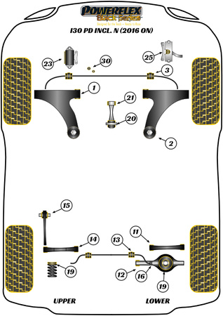 Tuleja stabilizatora przód 20mm   Powerflex Black Series Hyundai i30 Models & i30 PD inc N (2016 on inc Facelift) PFF26-103-20BLK