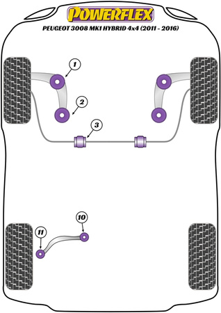 Przednia tuleja dolnego tylnego wahacza  Powerflex Road Series Peugeot 3008 Models & 3008 MK1 Hybrid4 4x4 (2011-2016) PFR12-510