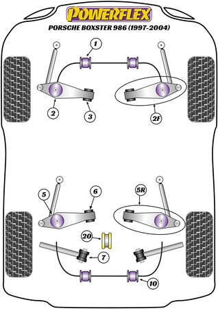 Wewnętrzna tuleja tylnego drążka kontrolnego Powerflex Road Series Porsche 986 Boxster (1997-2004) PFF57-503