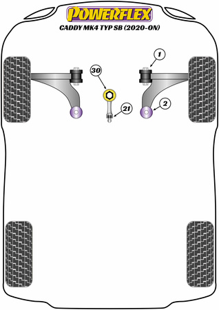 Kleine Buchse für die Halterung mit niedrigerem Drehmoment Powerflex Polyurethanbuchse Road Series Volkswagen Caddy Models Caddy MK4 Typ SB (2020-ON) PFF3-1325