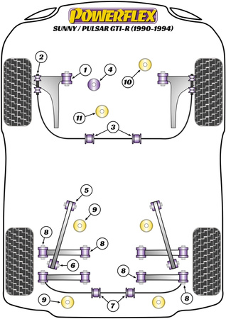 Zestaw śrub regulacji kąta pochylenia PowerAlign (12mm x 60mm) Powerflex road+black Nissan Pulsar/Sunny GTi-R (1990-1994) PFA100-12
