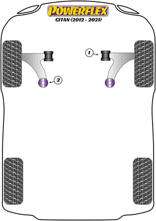 Front Arm Rear Bush Caster Offset Powerflex Polyurethane Bush Road Series Mercedes-Benz Citan (2012 - 2021) PFF60-902G