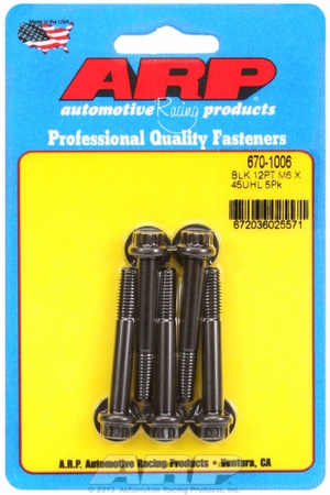ARP M6 x 1.00 x 45 12pt black oxide bolts (5pcs)