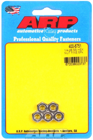 ARP "1/4""-28 SS fine hex nut kit " (5pcs)