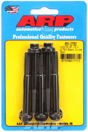 ARP "5/16""-18 X 2.750 hex black oxide bolts" (5pcs)