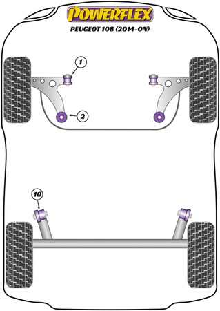 Front Wishbone Rear Bush  Powerflex Polyurethane Bush Road Series Peugeot 108 (2014-ON) PFF12-702