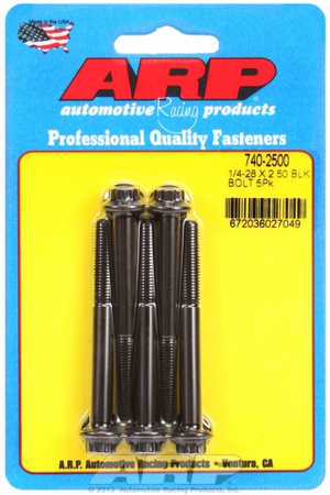 ARP "1/4""-28 x 2.500 12pt black oxide bolts" (5pcs)