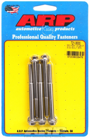 ARP "1/4""-28 x 3.000 hex SS bolts" (5pcs)