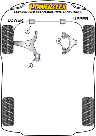 Priekinė apsaugos nuo riedėjimo juostos įvorė 30mm Powerflex poliuretano įvorė Road Series Toyota Land Cruiser Prado J120 (2002 - 2009) PFF76-803-30