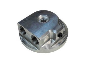 BMW oil filter adapter with oil cooler ports and sensor space