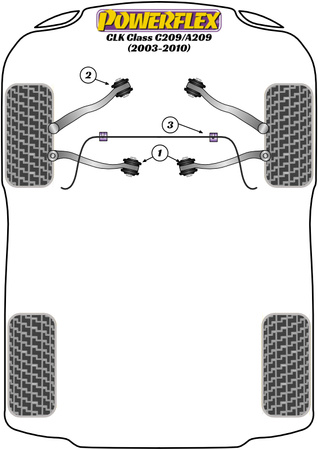 Első alsó kar belső persely dőlésszög állítható Powerflex poliuretán szilent Road Series Mercedes-Benz CLK W209/C209/A209 (2003-2010) PFF40-501G