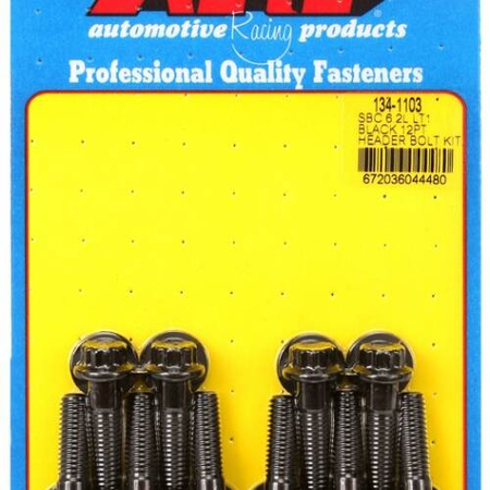 Galvutės varžtų rinkiniai ARP 134-1103 ARP Header Bolt Kit Chevy SB 6.2L LT1 Black 12PT Chevrolet LS Gen V