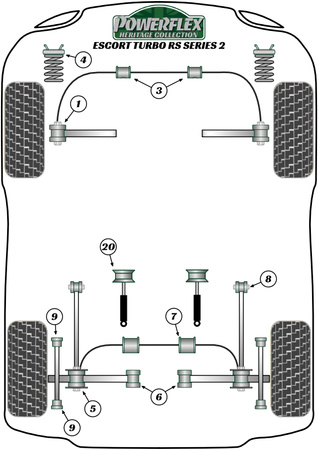 Vordere äußere Spurlenkerbuchse Powerflex Polyurethanbuchse Heritage Collection Ford Escort Models  Escort RS Turbo Series 2 (1986 - 1990) PFF19-201H
