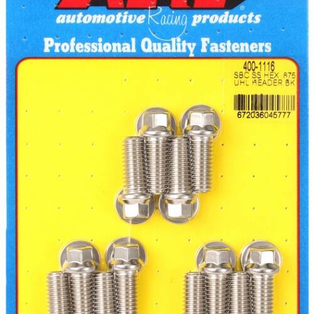 Zestaw śrub głowicy cylindrów ARP 400-1116 ARP SB Chevy SS hex .875 UHL header bolt kit Chevrolet Small Block