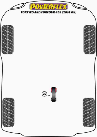 Apatinis sukimo momento laikiklis, 3 cilindrai Powerflex poliuretano įvorė Road Series Smart ForTwo and ForFour 453 (2014 on) PFF60-1422R