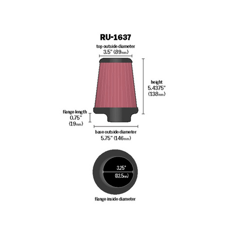 K&N Universalus kūginis filtras RU-1637