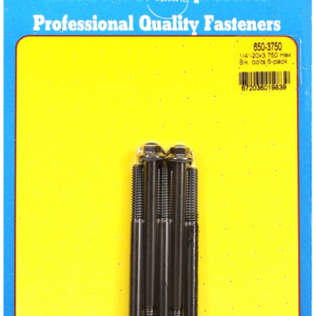 ARP "1/4""-20 X 3.750 hex black oxide bolts" (5pcs)