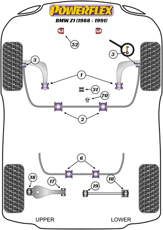 Querlenker Hinterradbuchse, Aluminium außen (konzentrisch) Powerflex Polyurethanbuchse Road Series BMW Z Series  Z1 (1988 - 1991) PFF5-5301