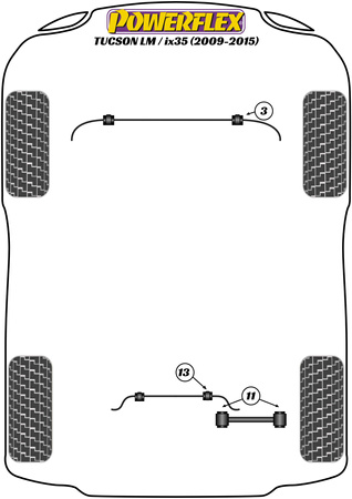 Priekinė apsaugos nuo riedėjimo juostos įvorė 23,2 mm Powerflex poliuretano įvorė Road Series Hyundai Tucson / iX35 Models Tucson / ix35 LM (2009 - 2015) PFF26-103-23.2
