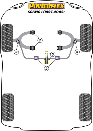 Front Lower Wishbone Bush, Camber Adjustable Powerflex Polyurethane Bush Heritage Collection Renault Scenic Models Scenic I (1997-2002) PFF60-301GH