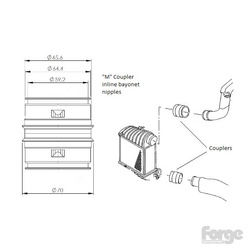 Ötvözet Férfi-Férfi Bajonett 65mm Csatlakozó Beépített Csonkokkal