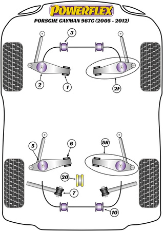 Csavaros emelő pad adapterkészlet Powerflex poliuretán szilent Road Series Porsche 987C Cayman (2005 - 2012)  PF57-561K