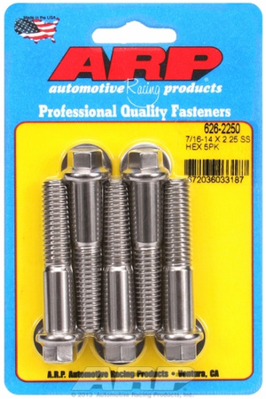 ARP "7/16""-14 X 2.250 hex SS bolts" (5pcs)