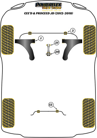 Tylna tuleja drążka stabilizatora 15mm  Powerflex Black Series Kia Cee'd/Proceed/XCeed Models & Cee'd/Procee'd JD (2012-2018) PFR26-113-15BLK