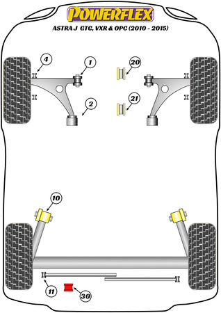Zewnętrzna tuleja tylnego drążka Panharda Powerflex Road Series Vauxhall / Opel ASTRA MODELS & Astra MK6 - Astra J (2010 - 2015)\Astra MK6 - Astra J GTC, VXR & OPC (2010-2015) PFR80-1411