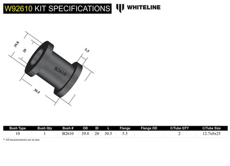 Tuleja poliuretanowa stabilizator dźwigni zmiany biegów Whiteline - W92610 Acura Integra DA Honda Civic VI CR-V Rd1-rd3