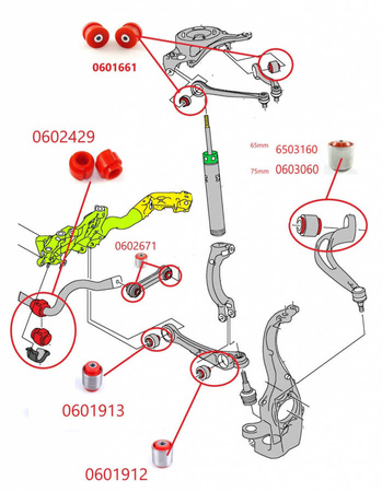 Front suspension kit - MPBS: 0601902 Audi A4 B8, B8 Allroad, Avant, A5 I, Q5