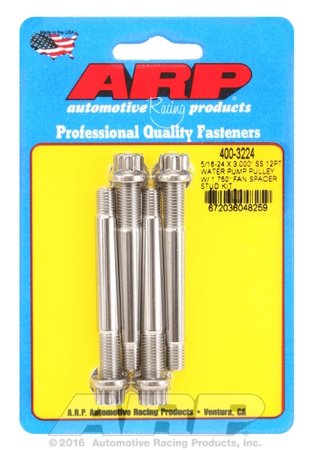 ARP 5/16-24x3.000 SS 12pt WP pulley w/ 1.750" fan spcr stud