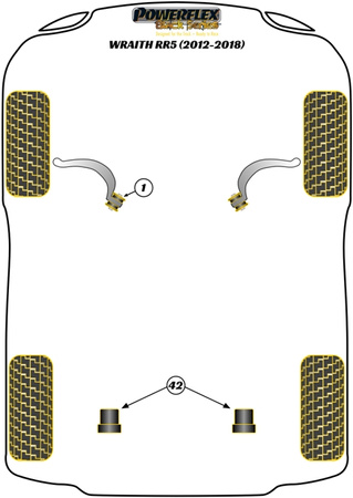 Galinio diferenciatoriaus priekinė tvirtinimo įvorė Powerflex poliuretano įvorė Black Series Rolls-Royce Wraith RR5 (2012 - 2018 ) PFR5-6032BLK