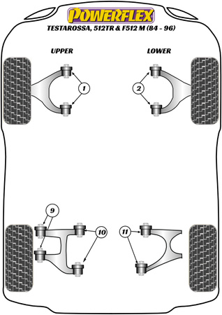 Rear Lower Wishbone Inner Bush Powerflex Polyurethane Bush Road Series Ferrari Testarossa, 512TR and 512M (1986 - 1994) PF17-110