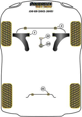 Stabilisatorbuchse vorne 22,5 mm Powerflex Polyurethanbuchse Black Series Hyundai i30 Models i30 GD (2012 - 2015) PFF26-103-22.5BLK