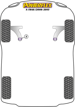PowerAlign kampo varžtų rinkinys (14 mm) Powerflex poliuretano įvorė road+black Nissan X-Trail T31 (2008 - 2011) PFA100-14
