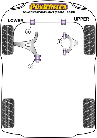 Vordere obere Querlenkerbuchse Powerflex Polyurethanbuchse Road Series Toyota Tacoma Mk2 (2004 - 2015) PFF76-804