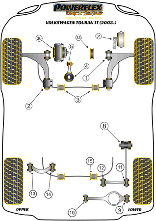 Rear Lower Spring Mount Outer * Powerflex Polyurethane Bush Black Series Volkswagen Touran Models Touran (2003-2015) PFR85-509BLK