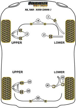 Przednia tuleja tylnego górnego wahacza Powerflex Black Series Jaguar (Daimler) XK, XKR - X150 (2006 - 2014) PFR27-614BLK